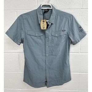 NWT NRS Men's Small Guide Short Sleeve Shirt NEW Lead Blue Snap Button Up *LOGO